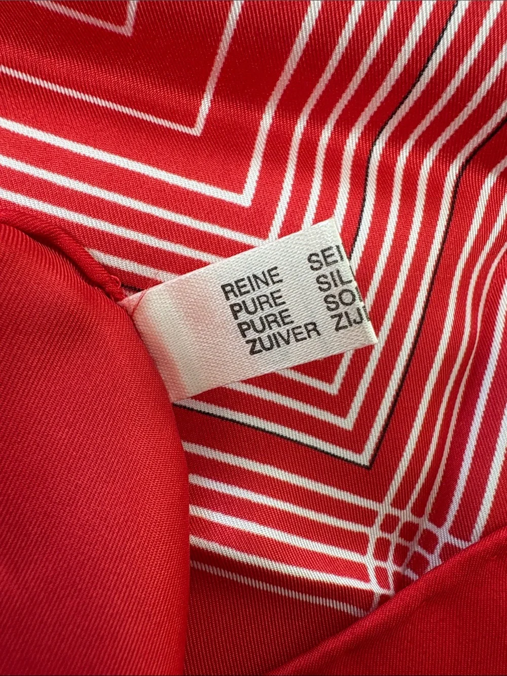 Red Geometric Square Silk Scarf